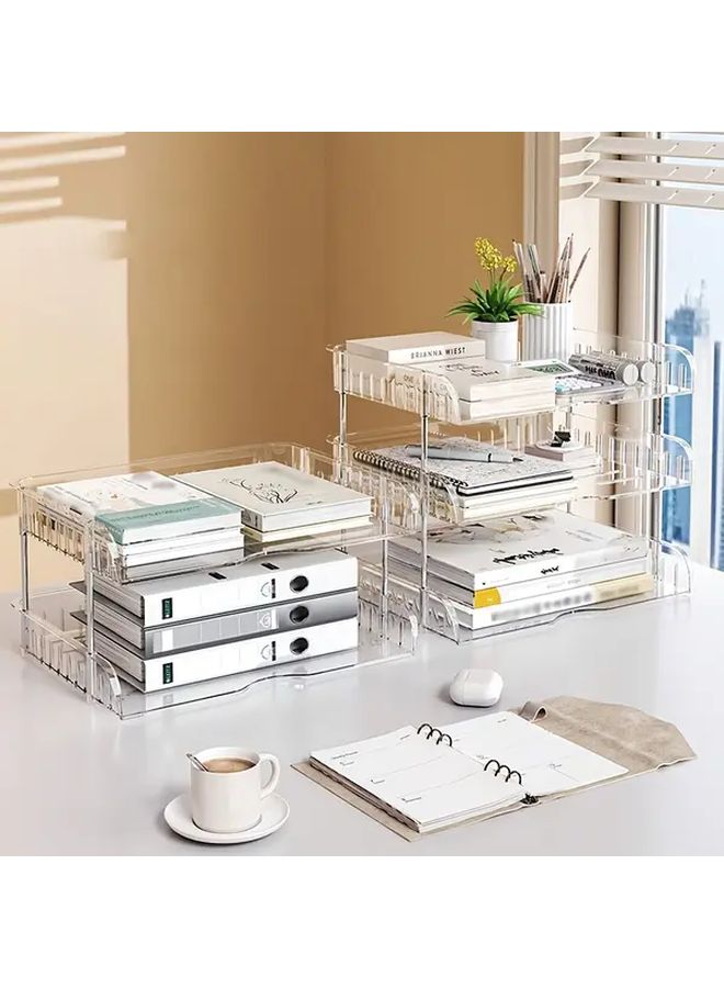 Transparent 3 Layer Stackable File Organizer Heavy Duty Plastic Open Shelving - Image 5